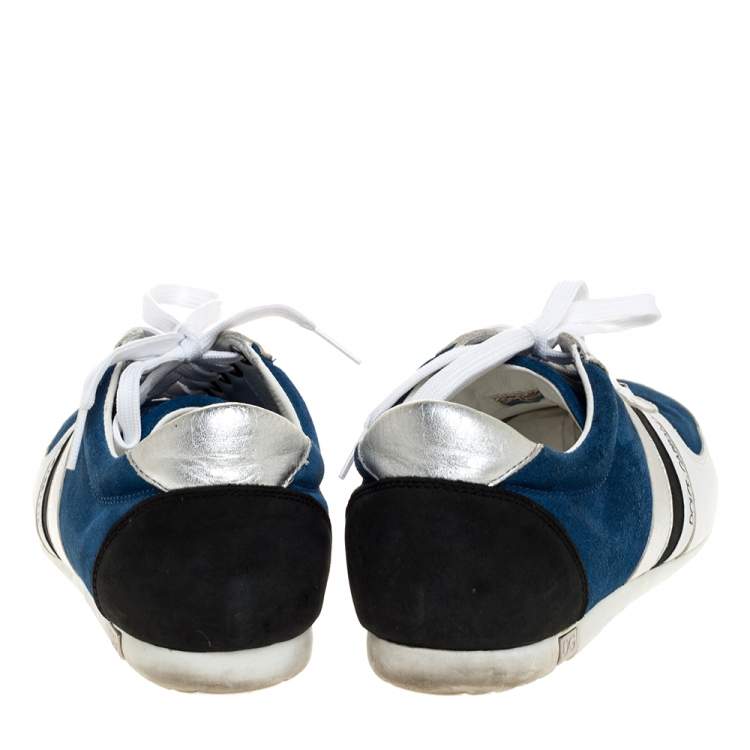 Pre Owned Dolce & Gabbana Multicolor Leather and Suede Low Top Sneakers Size 41.5