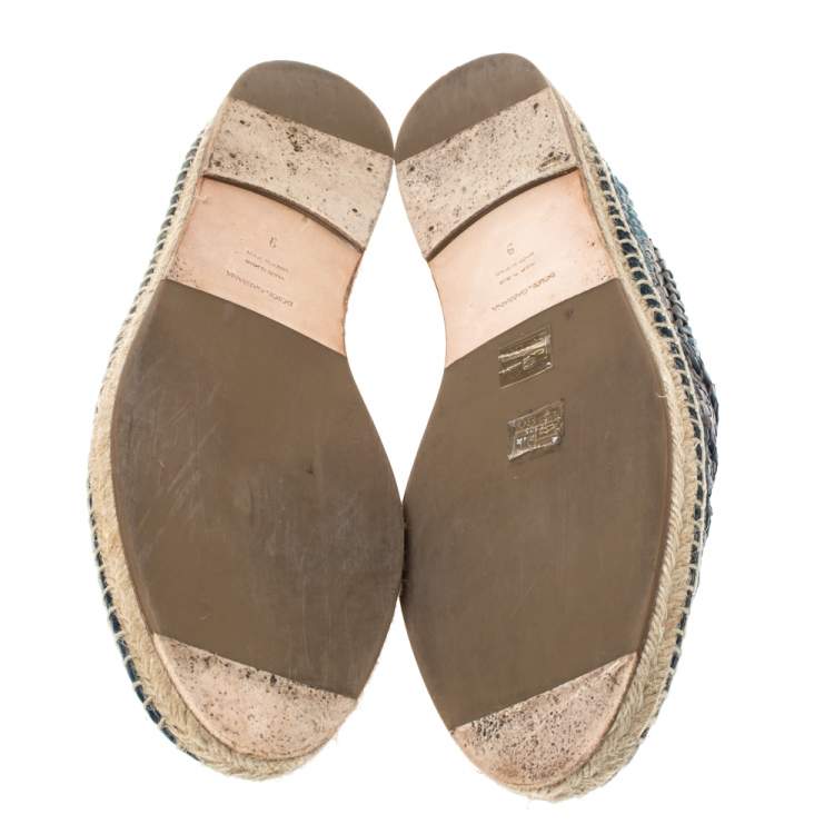 Pre Owned Dolce & Gabbana Multicolor Woven Leather Espadrilles Size 43