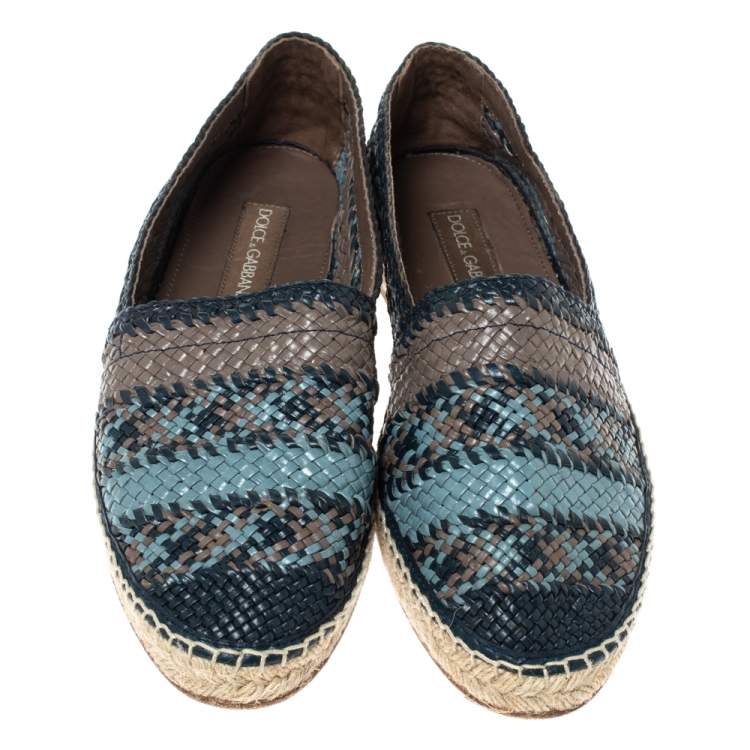 Pre Owned Dolce & Gabbana Multicolor Woven Leather Espadrilles Size 43