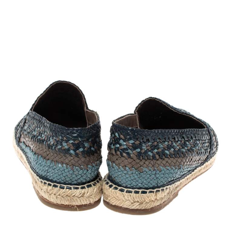 Pre Owned Dolce & Gabbana Multicolor Woven Leather Espadrilles Size 43