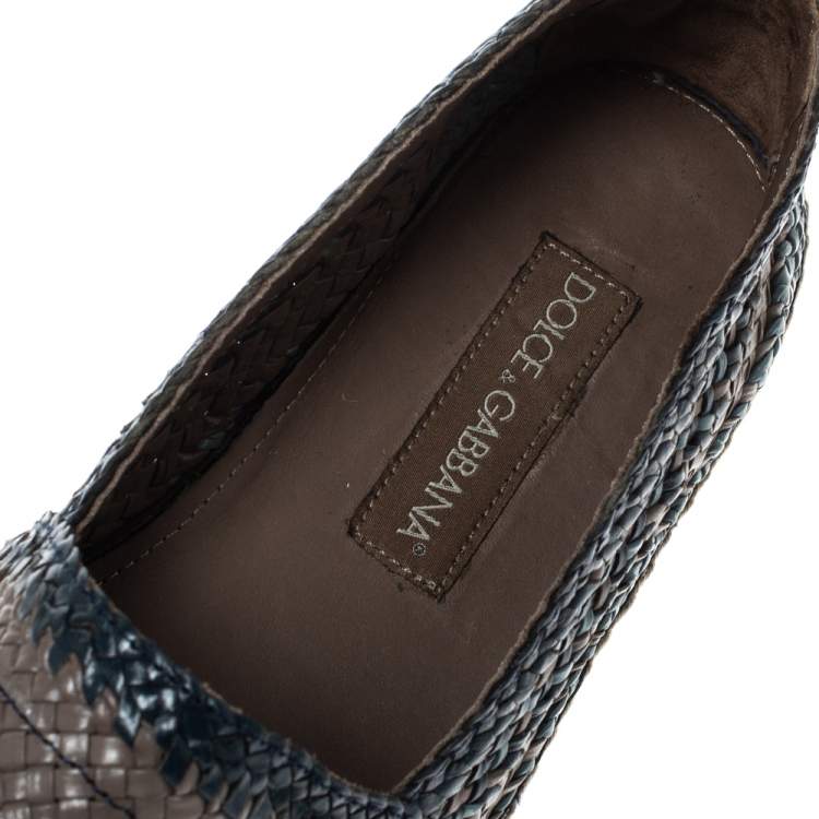 Pre Owned Dolce & Gabbana Multicolor Woven Leather Espadrilles Size 43