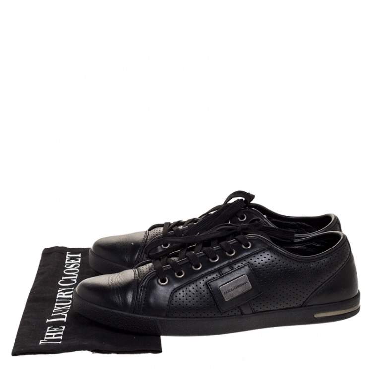 مملوكة مسبقًا Dolce & Gabbana Black Leather Low Top Sneakers Size 41