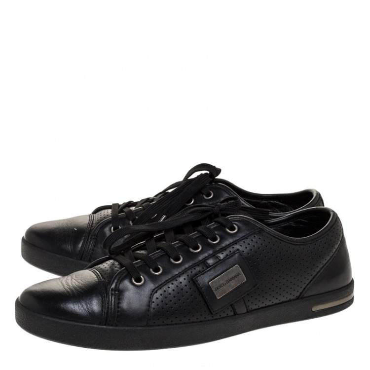 مملوكة مسبقًا Dolce & Gabbana Black Leather Low Top Sneakers Size 41