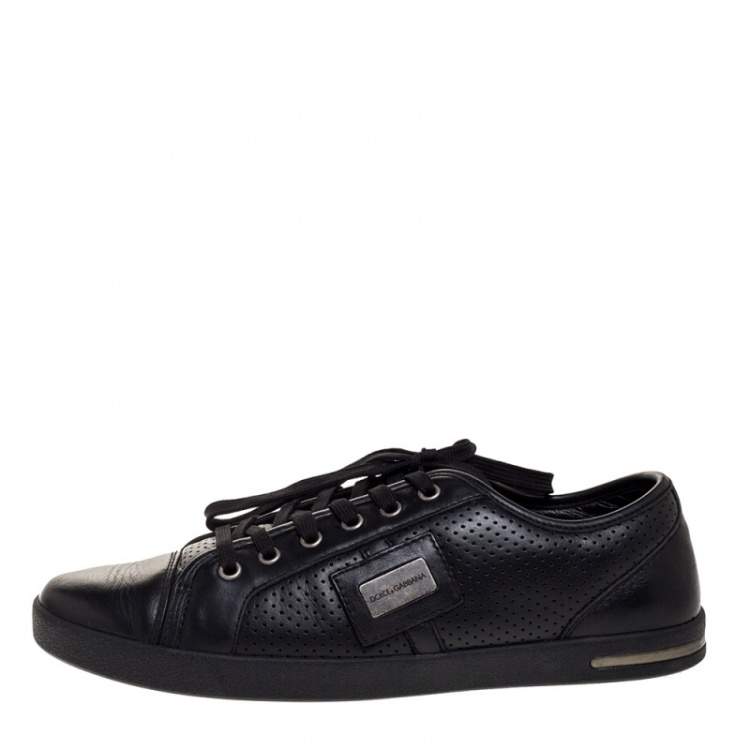 مملوكة مسبقًا Dolce & Gabbana Black Leather Low Top Sneakers Size 41