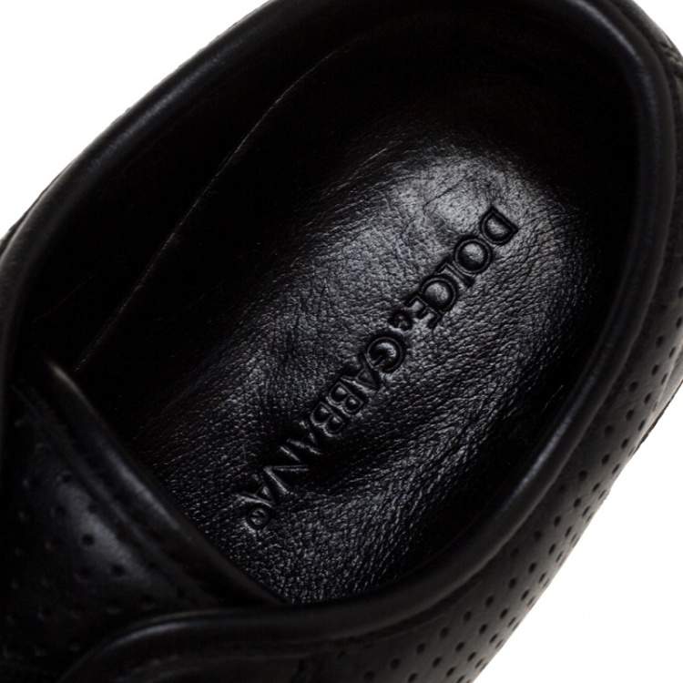 مملوكة مسبقًا Dolce & Gabbana Black Leather Low Top Sneakers Size 41