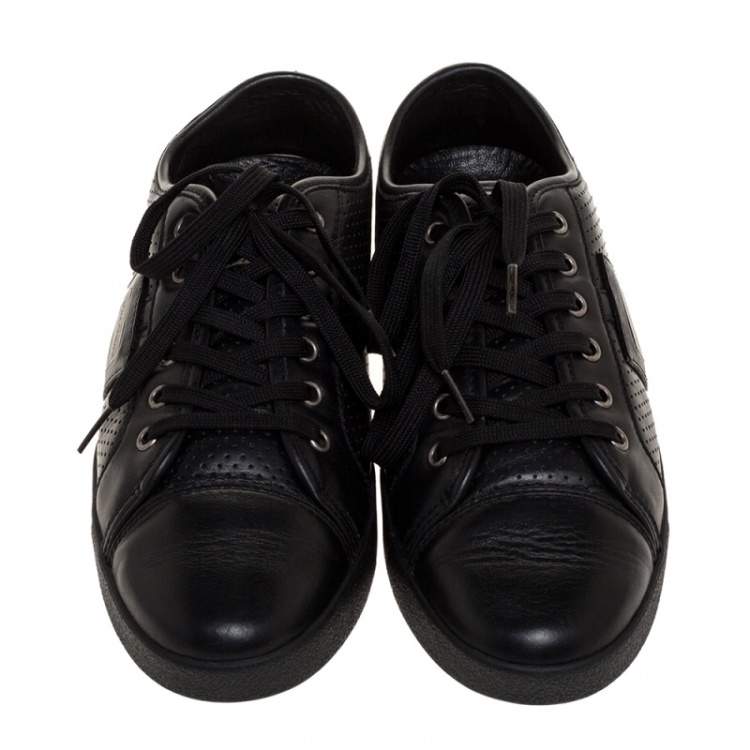 مملوكة مسبقًا Dolce & Gabbana Black Leather Low Top Sneakers Size 41
