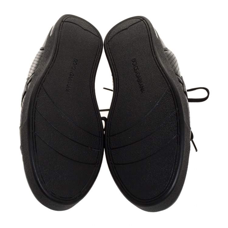 مملوكة مسبقًا Dolce & Gabbana Black Leather Low Top Sneakers Size 41