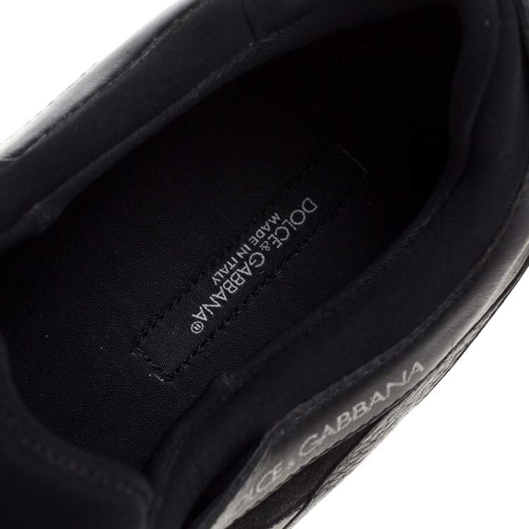 Pre Owned Dolce & Gabbana Black Leather, Fabric And Suede Low Top Sneakers Size 44