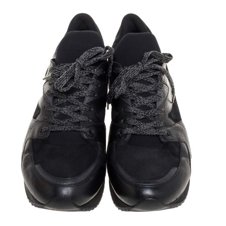 Pre Owned Dolce & Gabbana Black Leather, Fabric And Suede Low Top Sneakers Size 44