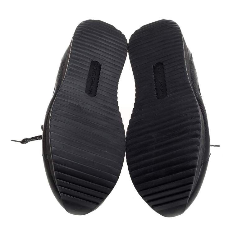 Pre Owned Dolce & Gabbana Black Leather, Fabric And Suede Low Top Sneakers Size 44