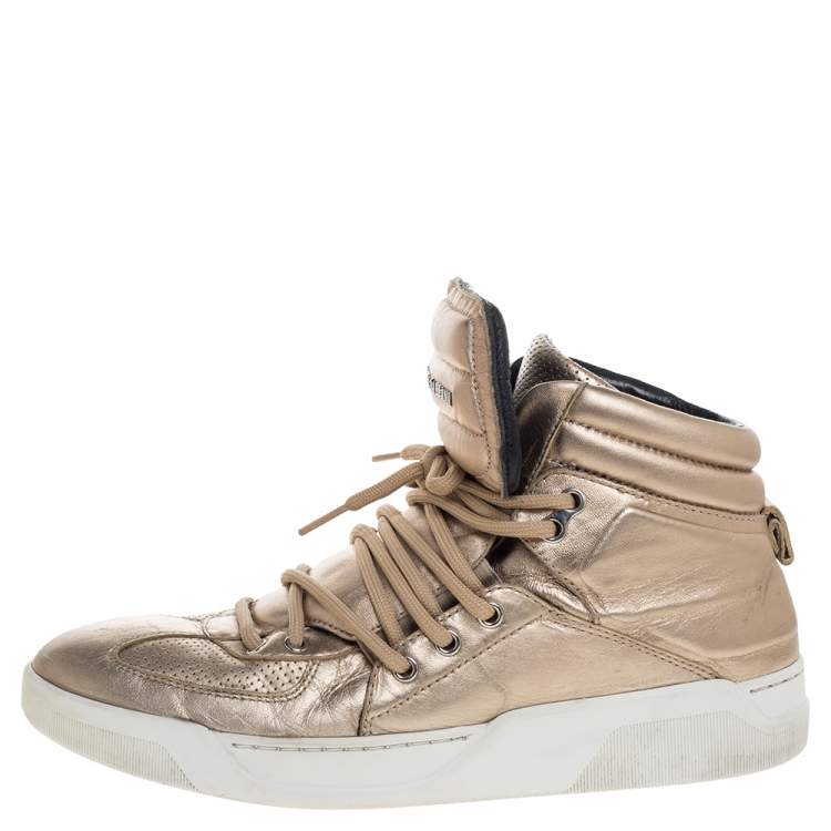 Dolce & Metallic Gold Leather Flag High Top Sneakers Size 43 Dolce & TLC