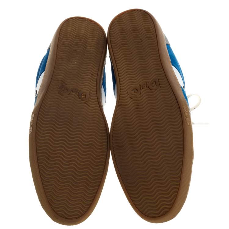 Pre Owned Dolce & Gabbana Blue/Grey Suede "Butterfly" Low Top Sneakers Size 45