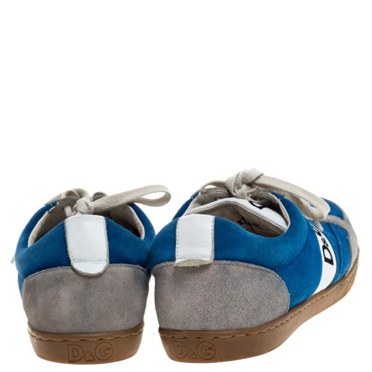 Pre Owned Dolce & Gabbana Blue/Grey Suede "Butterfly" Low Top Sneakers Size 45
