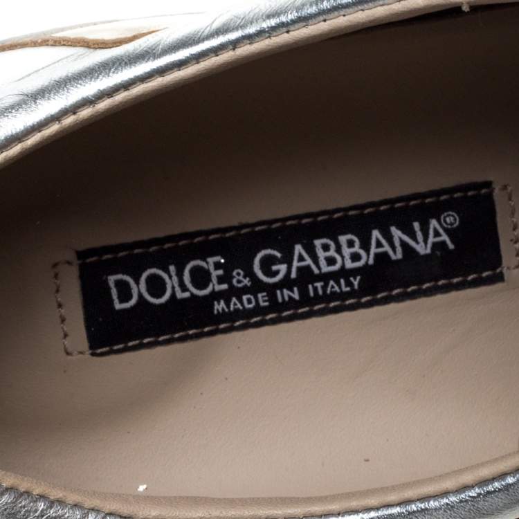 Pre Owned Dolce & Gabbana Metallic Multicolor Leather Low Top Sneakers Size 43.5