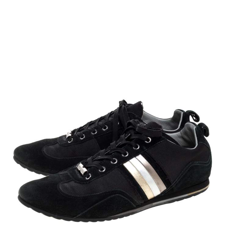 Pre Owned Dolce & Gabbana Black Suede and Canvas Lace Up Low Top Sneakers Size 43