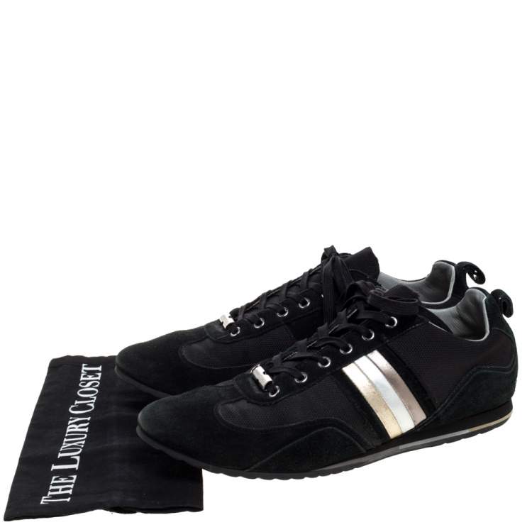 Pre Owned Dolce & Gabbana Black Suede and Canvas Lace Up Low Top Sneakers Size 43