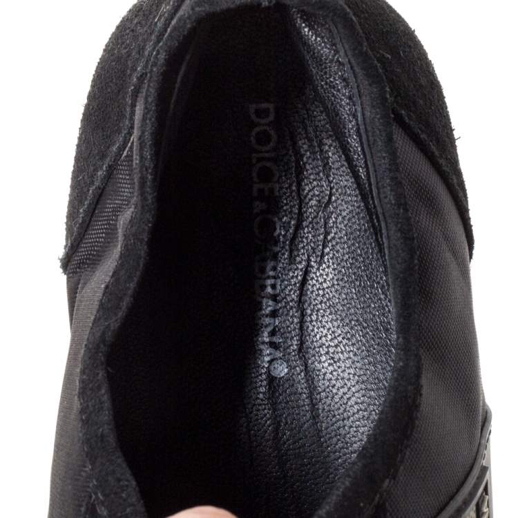 Pre Owned Dolce & Gabbana Black Nylon and Suede Lace Up Low Top Sneakers Size 42