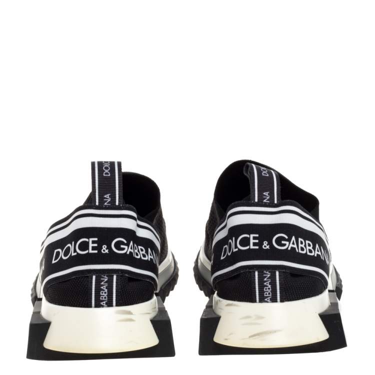 Pre Owned Dolce & Gabbana Black Stretch Fabric Sorrento Slip On Sneakers Size 42.5