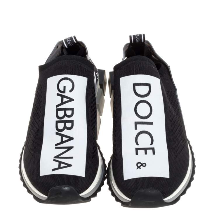 Pre Owned Dolce & Gabbana Black Stretch Fabric Sorrento Slip On Sneakers Size 42.5