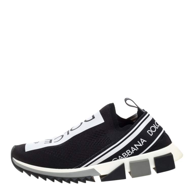 Pre Owned Dolce & Gabbana Black Stretch Fabric Sorrento Slip On Sneakers Size 42.5