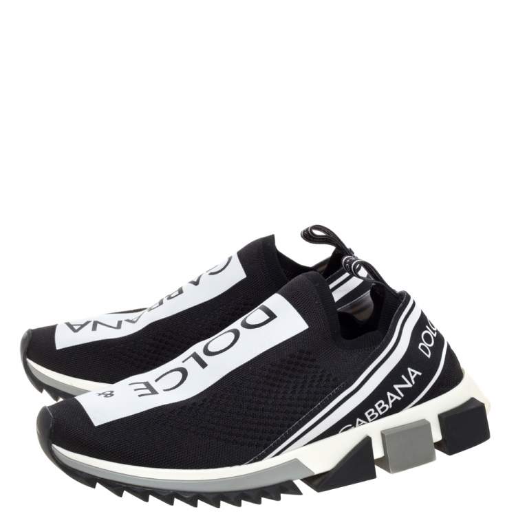 Pre Owned Dolce & Gabbana Black Stretch Fabric Sorrento Slip On Sneakers Size 42.5