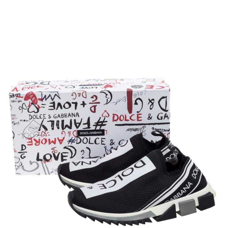 Pre Owned Dolce & Gabbana Black Stretch Fabric Sorrento Slip On Sneakers Size 42.5