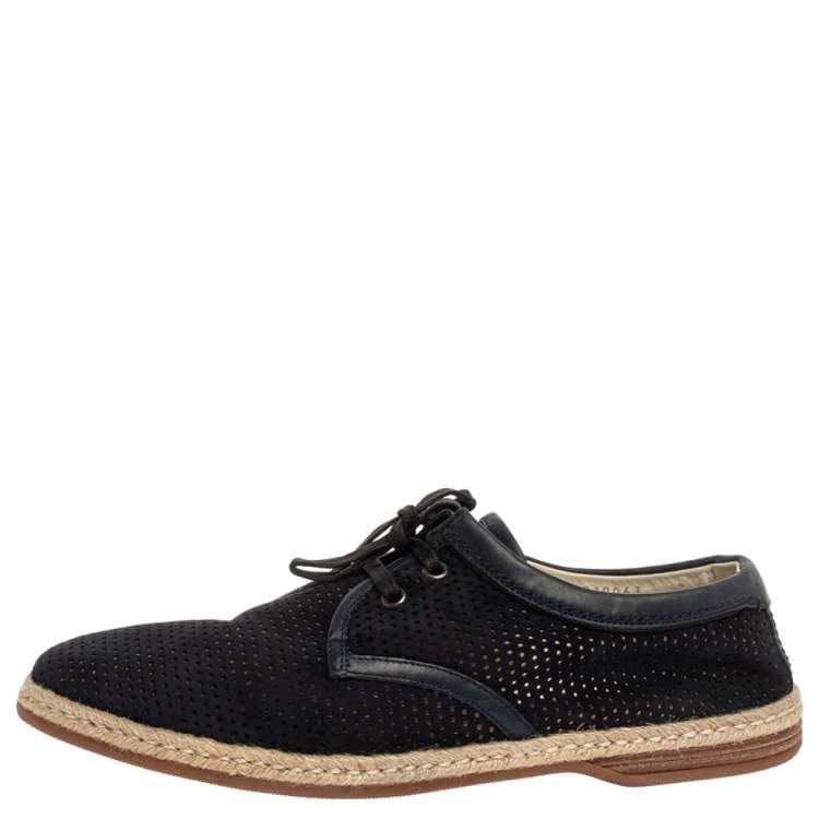 Pre Owned Dolce & Gabbana Blue Suede Leather Espadrille Sneakers Size 41