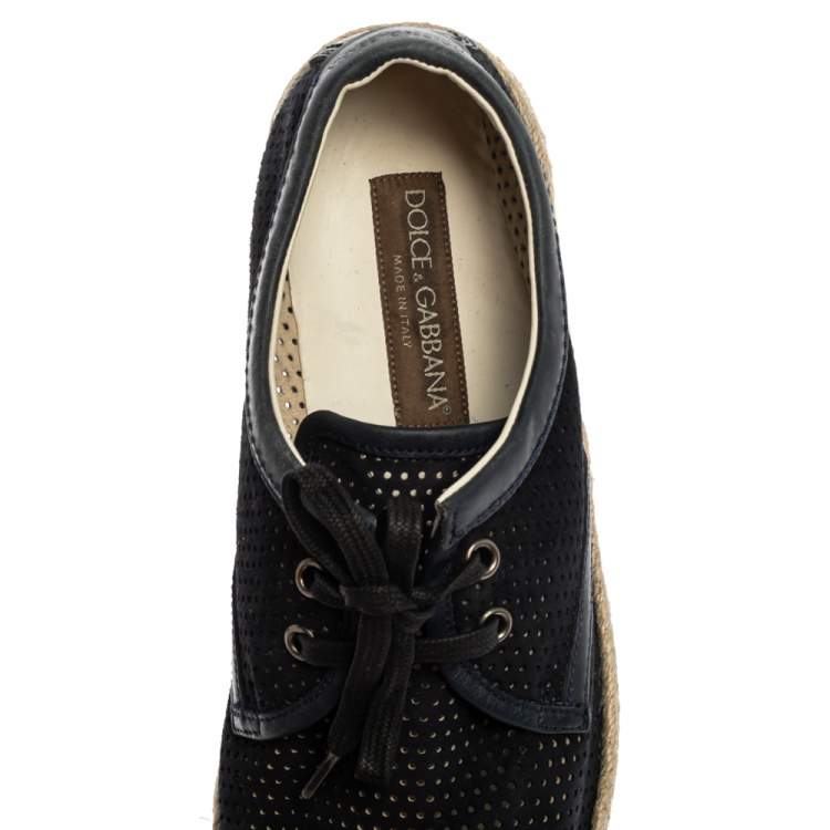 Pre Owned Dolce & Gabbana Blue Suede Leather Espadrille Sneakers Size 41