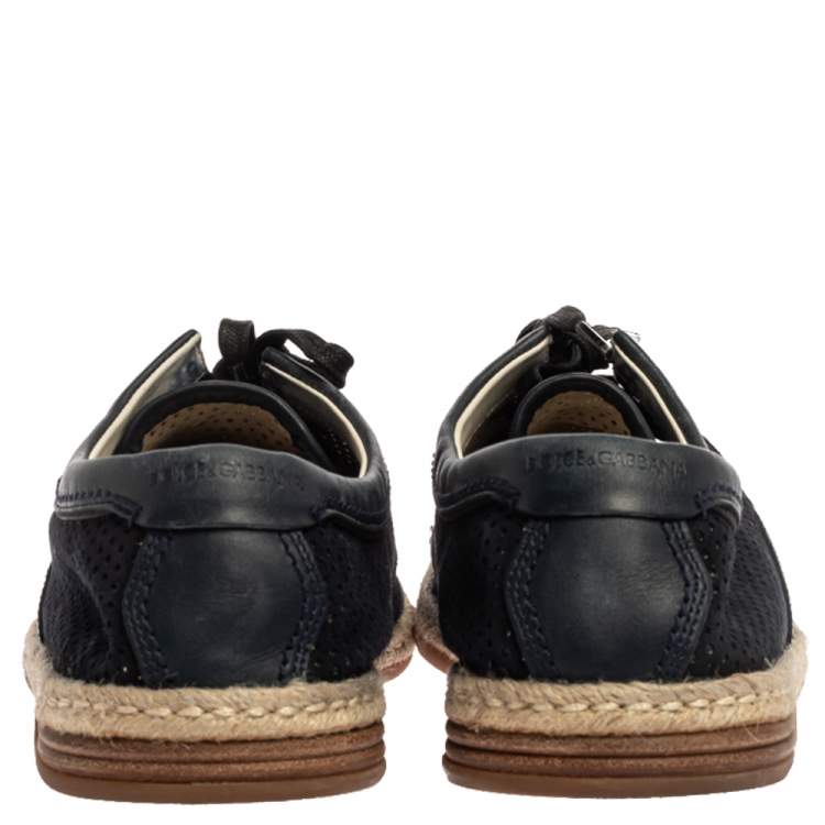 Pre Owned Dolce & Gabbana Blue Suede Leather Espadrille Sneakers Size 41