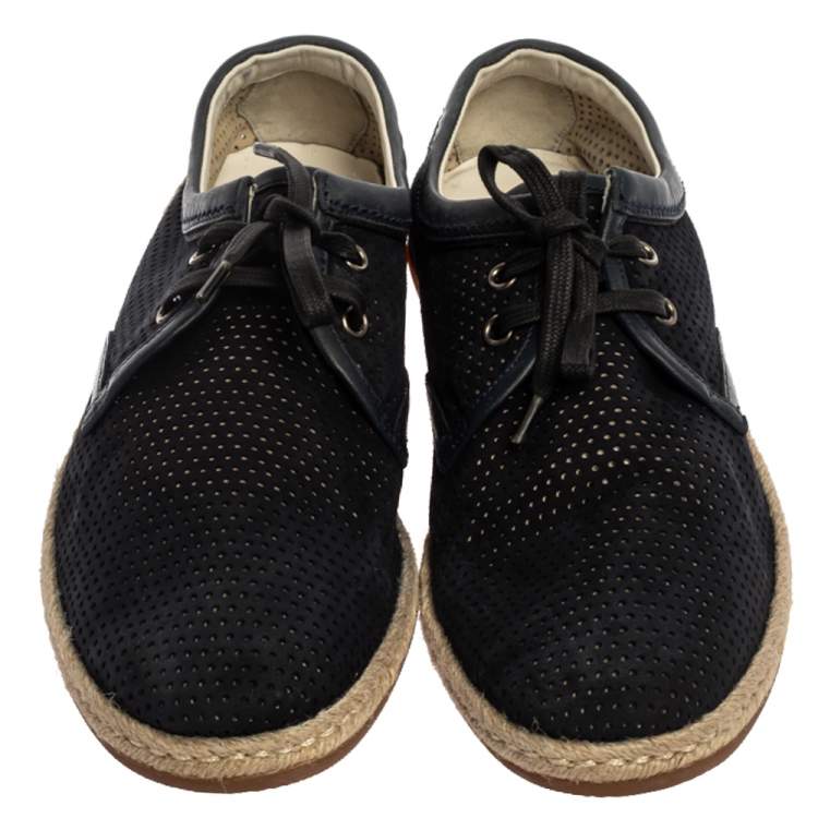 Pre Owned Dolce & Gabbana Blue Suede Leather Espadrille Sneakers Size 41