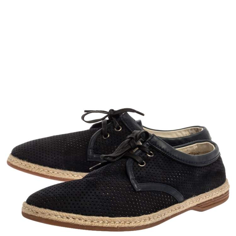 Pre Owned Dolce & Gabbana Blue Suede Leather Espadrille Sneakers Size 41
