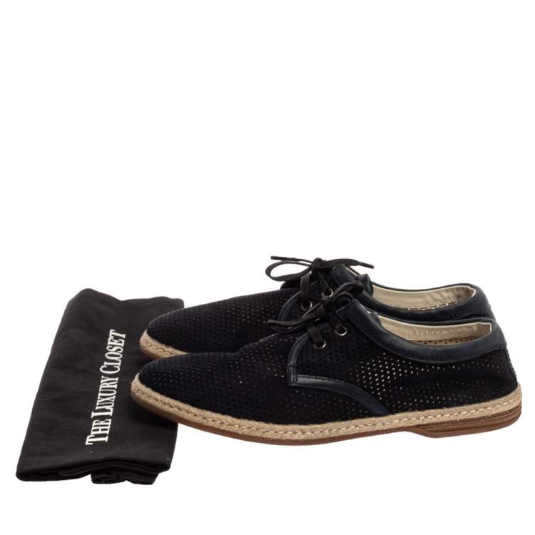 Pre Owned Dolce & Gabbana Blue Suede Leather Espadrille Sneakers Size 41