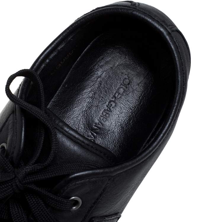 Pre Owned Dolce & Gabbana Black Leather Lace Low Top Sneakers Size 44.5