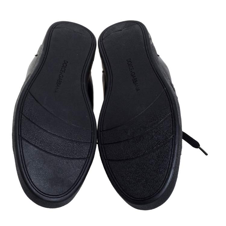 Pre Owned Dolce & Gabbana Black Leather Lace Low Top Sneakers Size 44.5