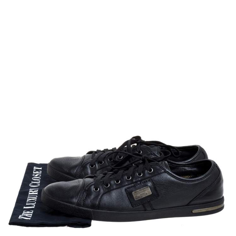Pre Owned Dolce & Gabbana Black Leather Lace Low Top Sneakers Size 44.5