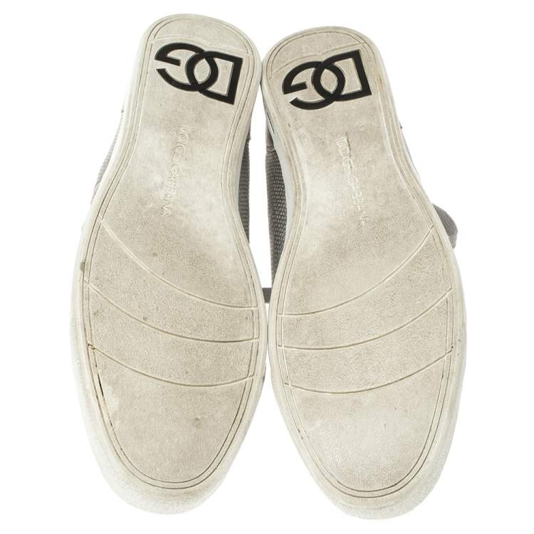 مملوكة مسبقًا Dolce & Gabbana Silver Leather Sneakers Size 44