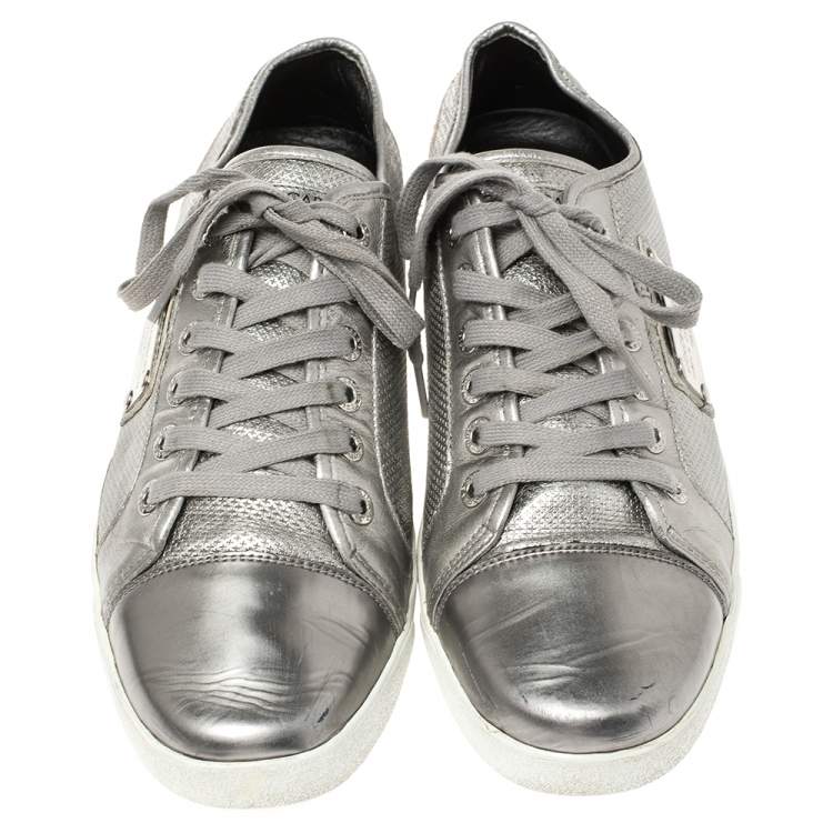 مملوكة مسبقًا Dolce & Gabbana Silver Leather Sneakers Size 44
