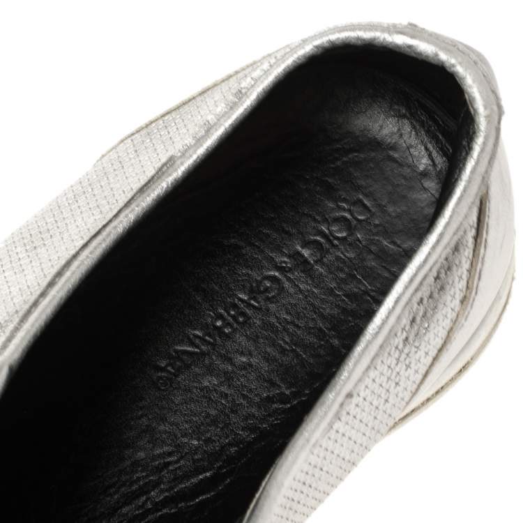 مملوكة مسبقًا Dolce & Gabbana Silver Leather Sneakers Size 44