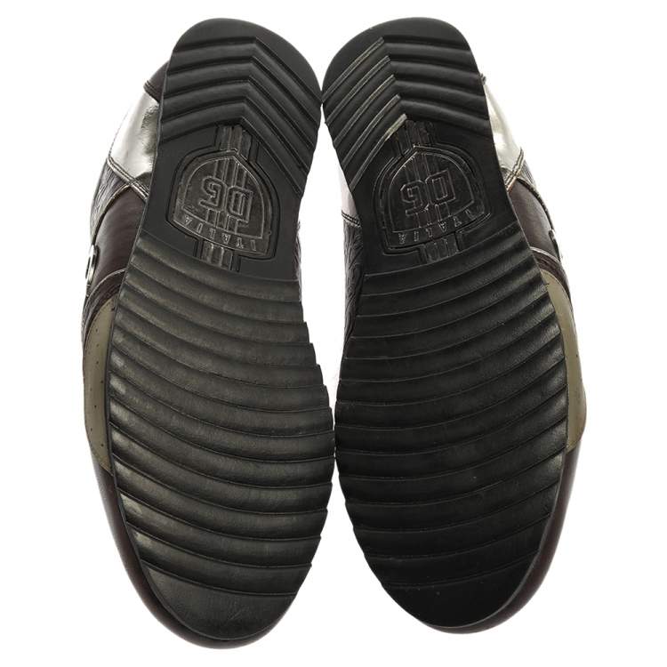 Pre Owned Dolce & Gabbana Brown/Silver Leather Low Top Sneakers Size 42