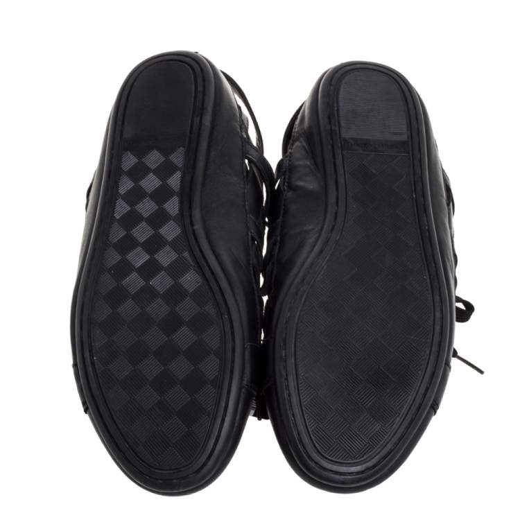 Pre Owned Dolce & Gabbana Black Leather Cutout Sneakers Size 43