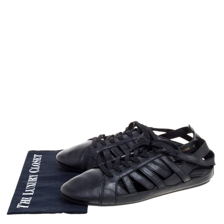 Pre Owned Dolce & Gabbana Black Leather Cutout Sneakers Size 43