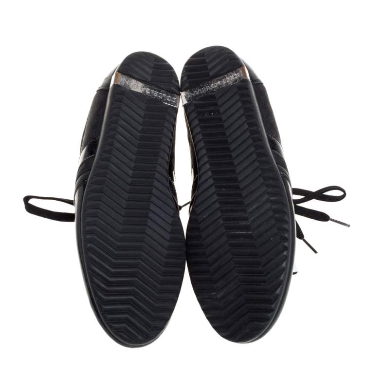 Pre Owned Dolce & Gabbana Black Leather and Fabric Low Top Sneakers Size 43