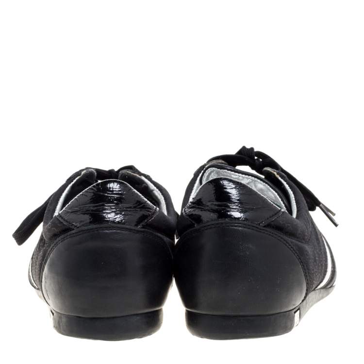 Pre Owned Dolce & Gabbana Black Leather and Fabric Low Top Sneakers Size 43