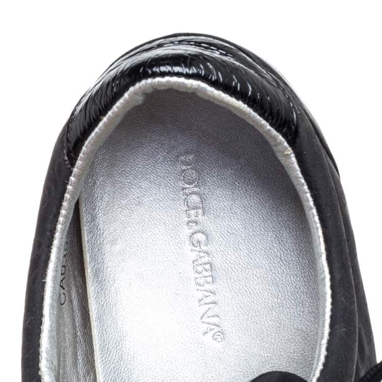 Pre Owned Dolce & Gabbana Black Leather and Fabric Low Top Sneakers Size 43