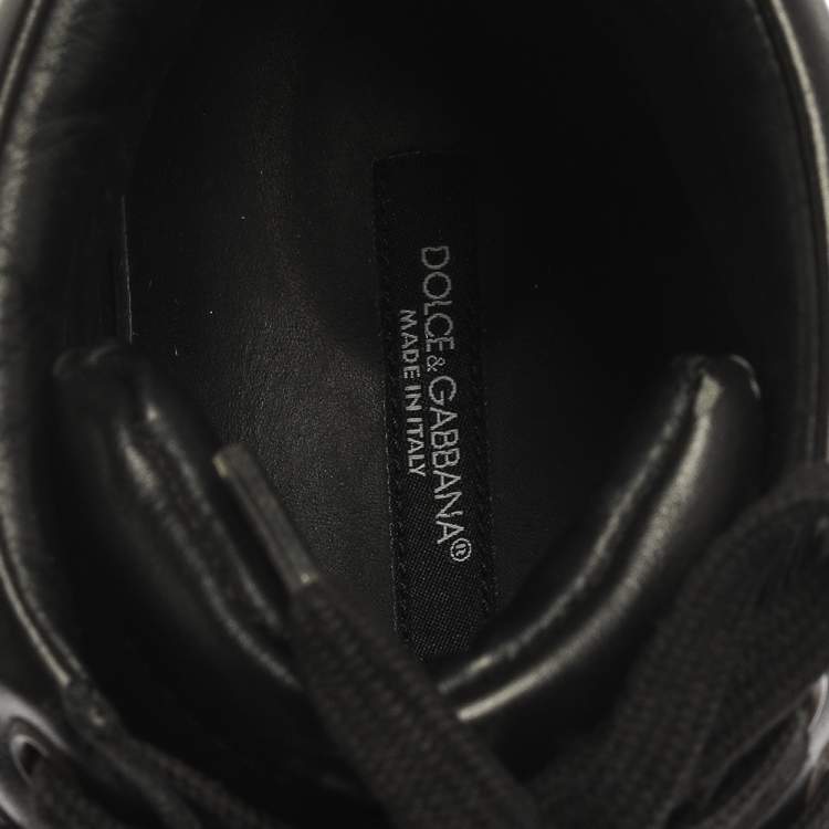 Pre Owned Dolce & Gabbana Black Leather High Top Sneakers Size 41