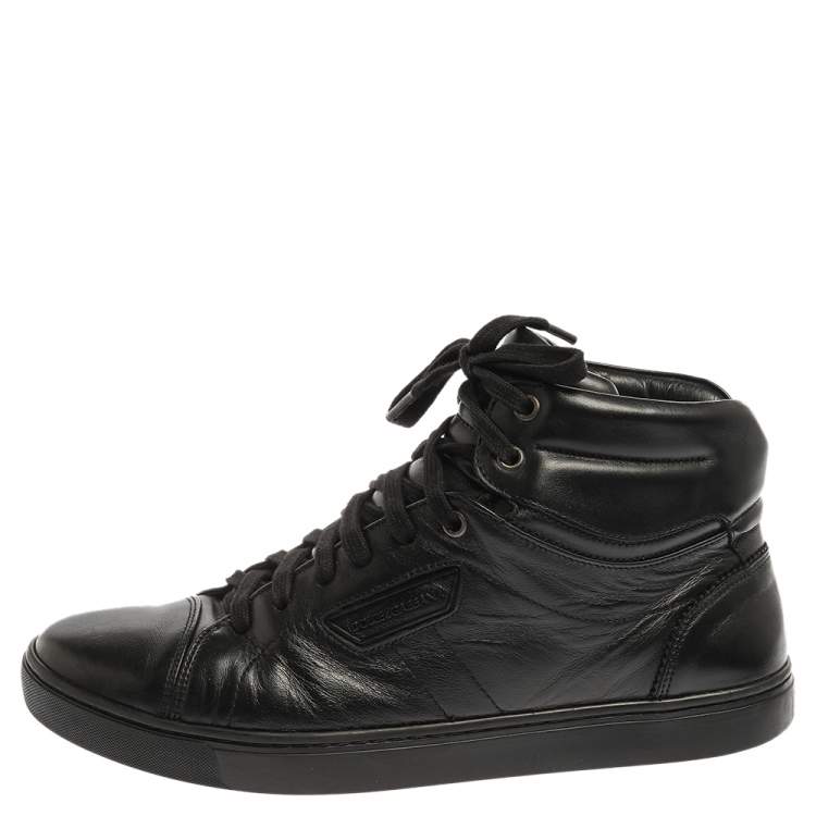 Pre Owned Dolce & Gabbana Black Leather High Top Sneakers Size 41