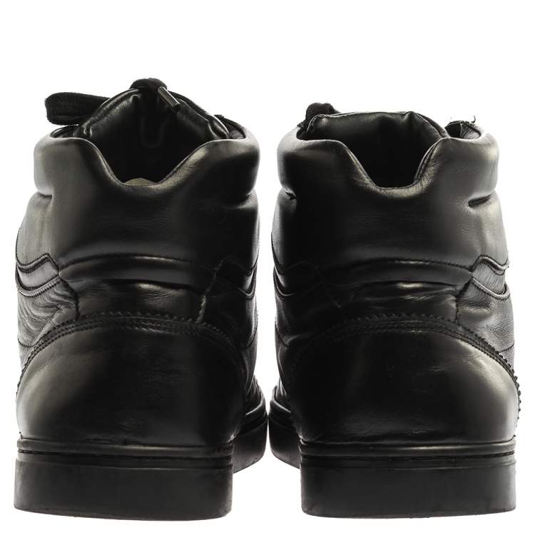 Pre Owned Dolce & Gabbana Black Leather High Top Sneakers Size 41