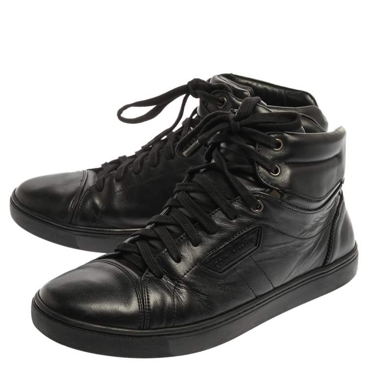 Pre Owned Dolce & Gabbana Black Leather High Top Sneakers Size 41
