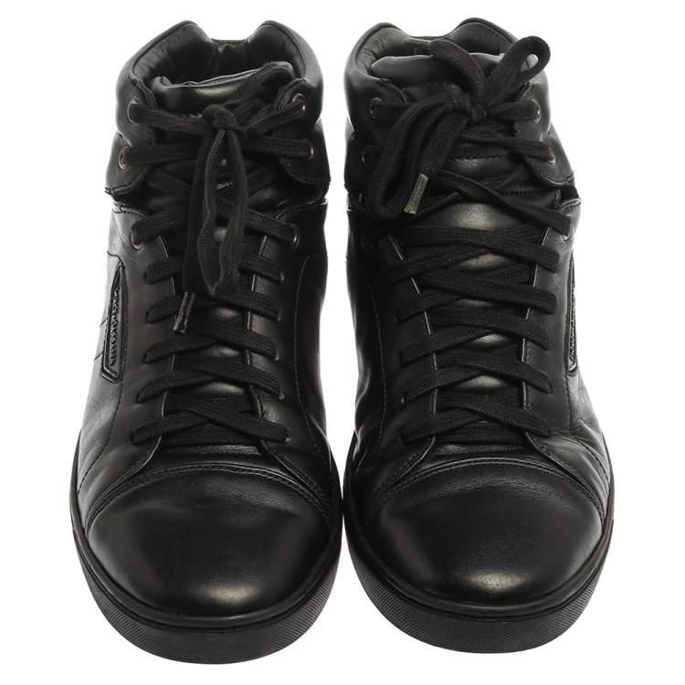 Pre Owned Dolce & Gabbana Black Leather High Top Sneakers Size 41