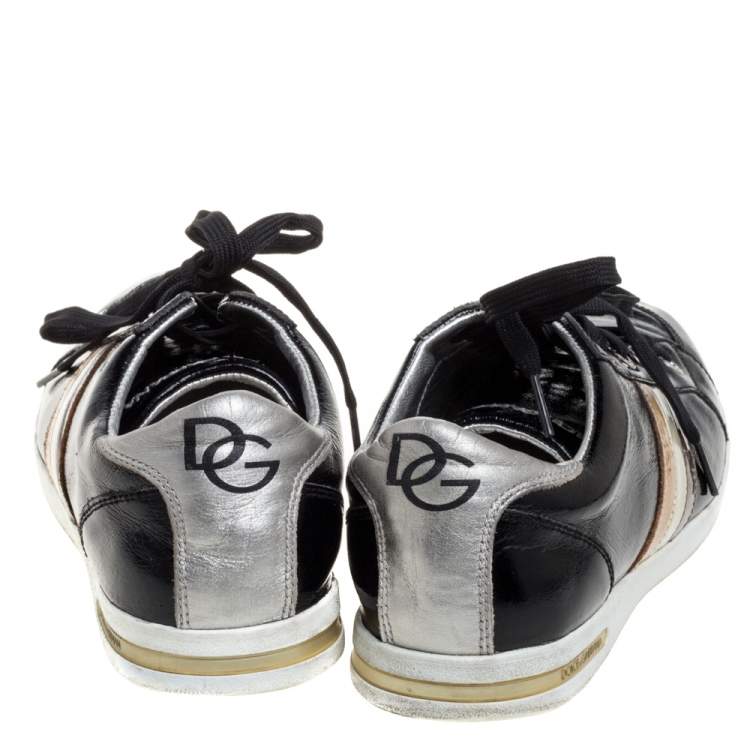 Pre Owned Dolce & Gabbana Black Patent Leather Low Top Sneakers Size 41